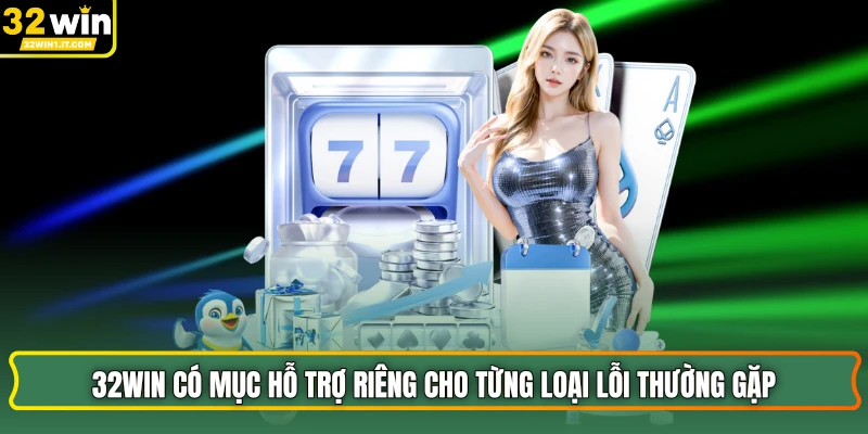 32WIN có mục hỗ trợ riêng cho từng loại lỗi thường gặp